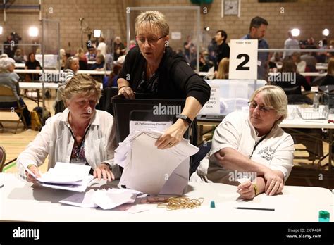 A Ballot Box Is Emptied At Northallerton Leisure Centre In