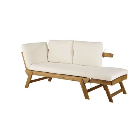 Banquette De Jardin Modulable 3 Places En Acacia Et Coussins écrus En