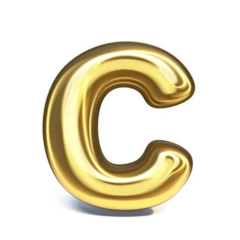 Golden Font Collection Letter C 3d Render Illustration Isolated On