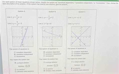 Solved For Each System Of Linear Equations Shown Below Classify The