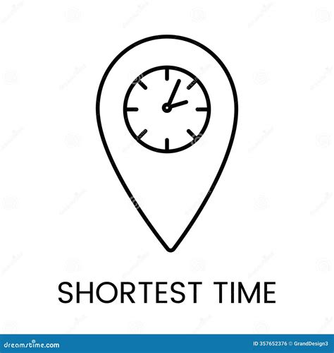A Map Pin With A Clock Icon In Vector, Representing Shortest Time Or