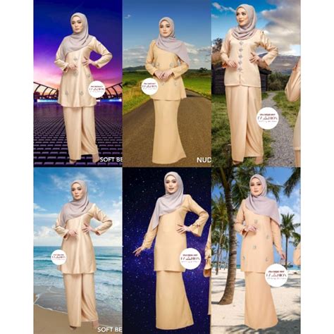 Nude Soft Beige Light Beige Kurung Riau Kurung Moden Plus