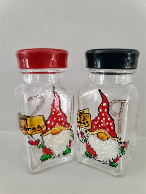 Christmas Gnome Hand Painted Salt And Pepper Shakers Cute Etsy