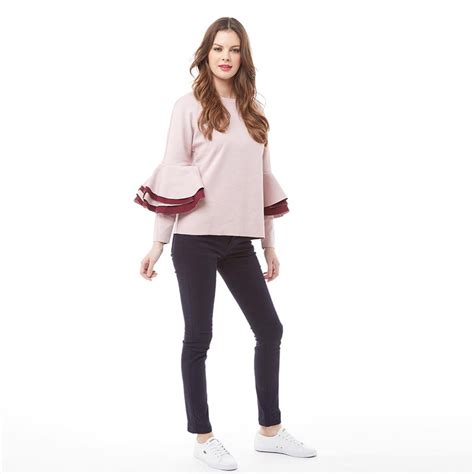 Buy Ted Baker Womens Bernae Frill Long Sleeve Sweatshirt Dusky Pink