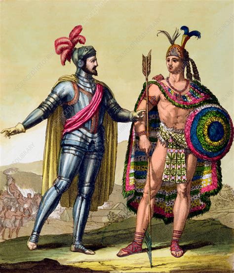 Encounter Between Hernando Cortes And Montezuma Ii 1519 Stock Image C042 1816 Science