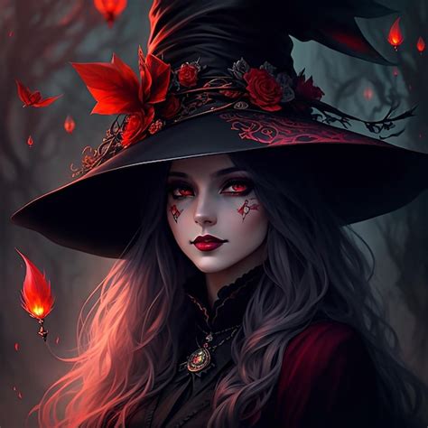 Premium AI Image A Surrealistic Painting Of A Beautiful Witch