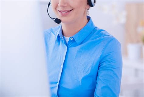 Premium Photo Serious Pretty Young Woman Working As Support Phone