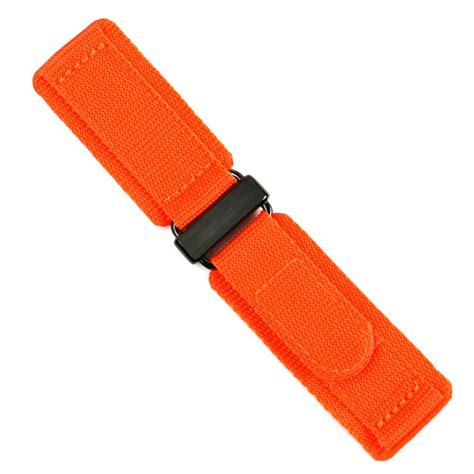 22mm Orange Nylon Hook N' Loop Watch Band - Carbon | B & R Bands