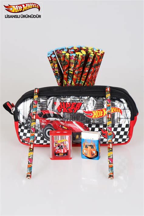 HOT WHEELS YENİ SEZON LİSANSLI HOT WHEELS KALEM ÇANTASI 2 ADET KURŞUN KALEM SİLGİ VE ÇİFT