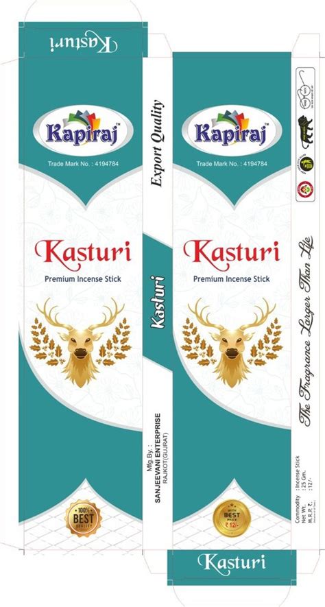 Charcoal Kasturi Aromatic Premium Incense Stick Packaging Type Box At