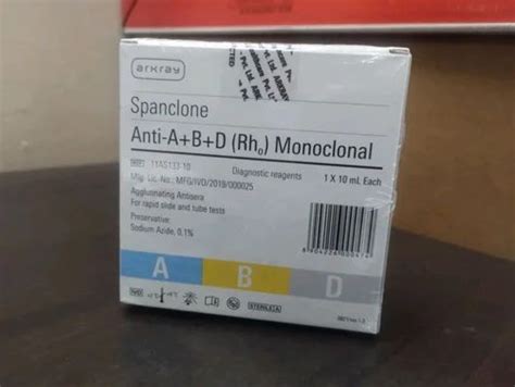 Arkray Anti A B D RH Monoclonal Spanclone Test Kit At Rs 700 Blood