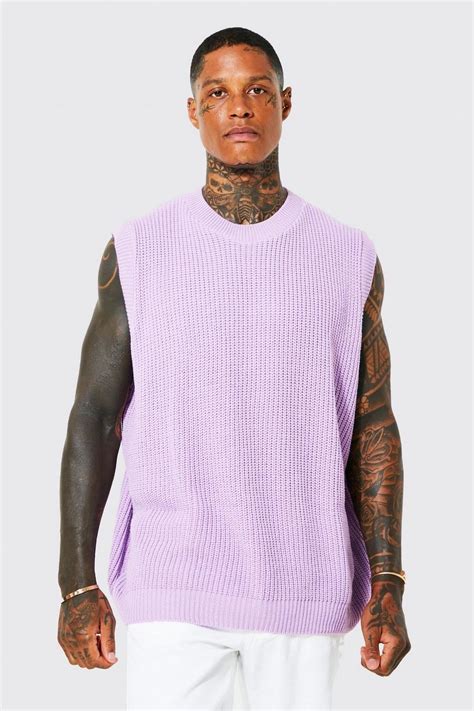 Oversized Ribbed Crew Neck Knitted Vest Boohoo