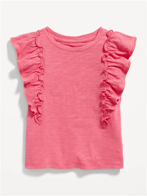 Slub Knit Ruffle Sleeve Top For Girls Old Navy