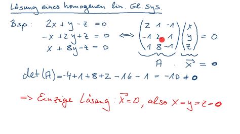 Lösung eines homogenen linearen Gleichungssystems triviales Beispiel