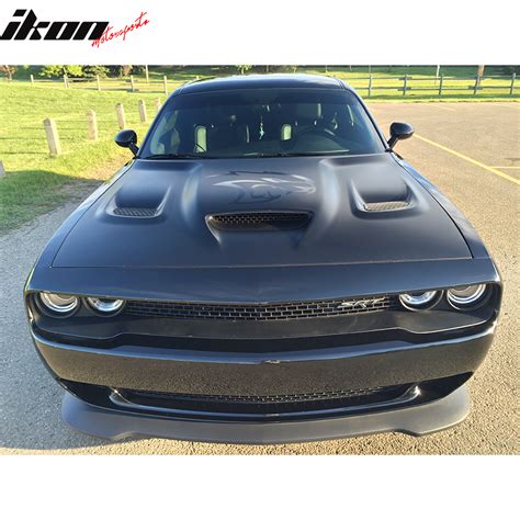 IKON MOTORSPORTS, Hood Compatible With 2008-2023 Dodge Challenger, Hellcat Style Bumper Hood ...