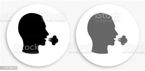 Cough Black And White Round Icon Stock Illustration Download Image Now Coughing Icon Adult