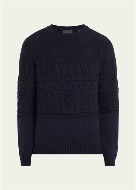 Iris Von Arnim Mens Cashmere Cable Crewneck Sweater Bergdorf Goodman