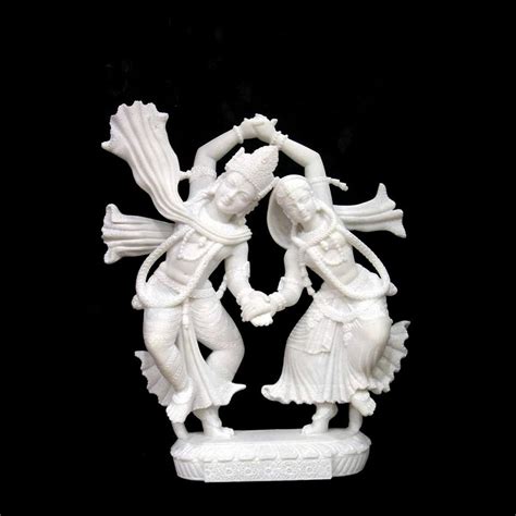 White Plain Marble Radha Krishna Dancing Statue For Worship Size