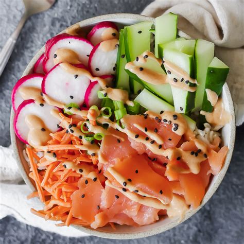 Smoked Salmon Poke Bowl With A Spicy Korean Yogurt Sauce Powered By Ultimaterecipe Salmon