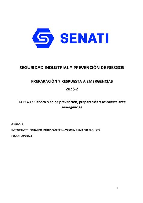 Tarea 1 Completada SEGURIDAD INDUSTRIAL Y PREVENCIN DE RIESGOS