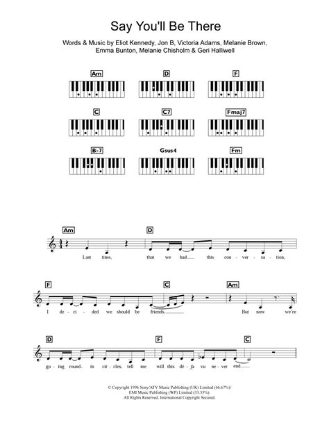 Say Youll Be There By Spice Girls Sheet Music For Piano Chordslyrics At Sheet Music Direct