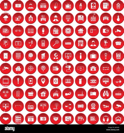 100 camera icons set red Stock Vector Image & Art - Alamy