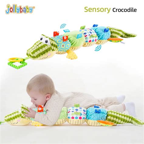 Jollybaby chocalho crocodilo boneca sensorial brinquedo de pelúcia