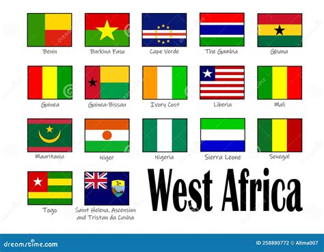 Subregion Of Africa State Of West Africa Vector Flags Stock Vector