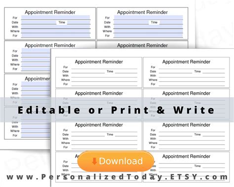 Free Printable Printable Appointment Card Template