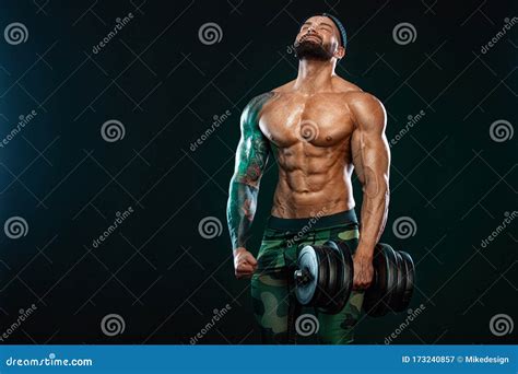 Man Athlete Bodybuilder Muscular Young Fitness Sports Guy Doing