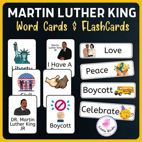 Martin Luther King JR Word Cards MLK JR Day Flashcards Made By Teachers