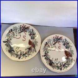 Lenox Winter Greeting Dinner Plates Set Of Fine Ivory China Gold