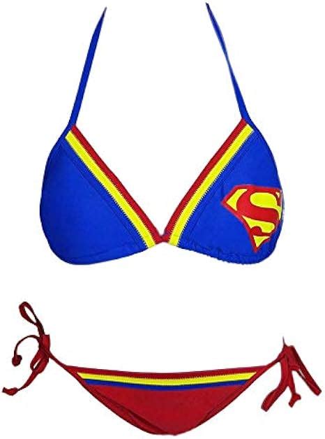 Dc Comics Supergirl Triangle Band Bikini Swimsuit Amazon Co Uk Clothing