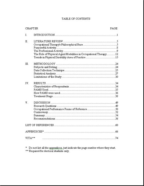 Appendix 15 Sample Page Of A Table Of Contents