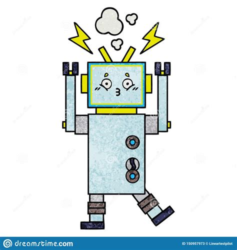 A Creative Retro Grunge Texture Cartoon Robot Stock Vector