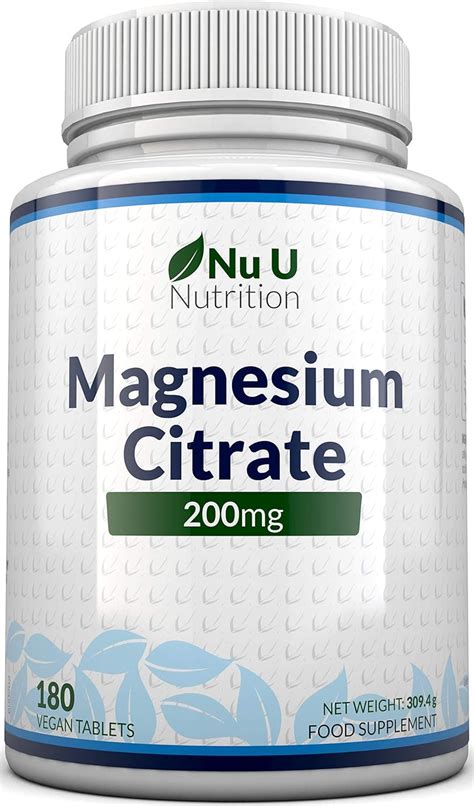 Citrato De Magnesio Puro 200mg 180 Comprimidos Veganos Suministro