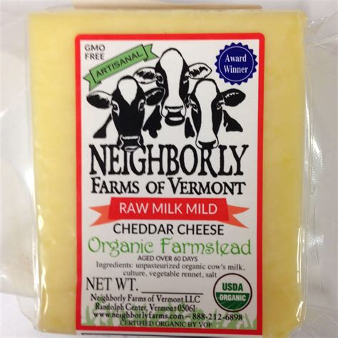 Organic Raw Milk Mild Cheddar Cheese Neighborly Farms