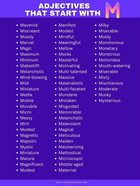 Adjectives That Start With M Capitalize My Title