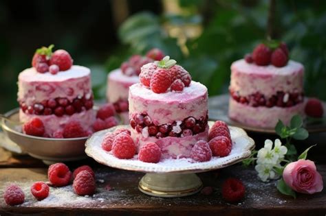 Premium Photo Tart Raspberry Cakes Generate Ai