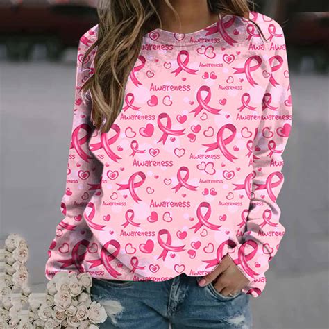 Fanxing Cancer Shirts For Women 2024 Breast Cancer Awareness Tshirt Pink Ribbon Survivor T