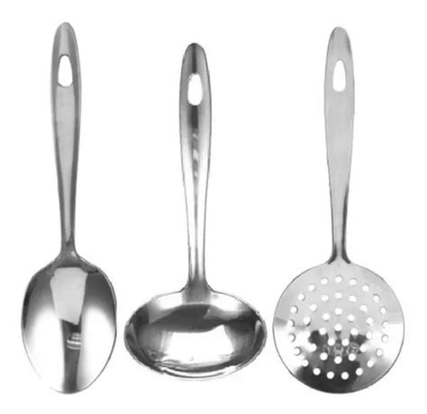 Kit Utens Lio De Cozinha Inox Pe As M Dias Pr Ticas Cor Prata