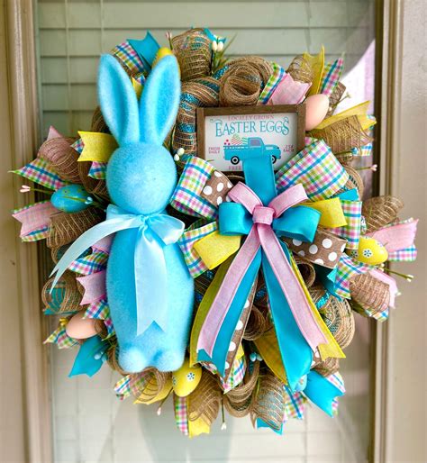 Flocked Bunny Wreath Flocked Easter Bunny Flocked Easter Bunny Wreath