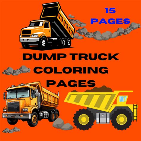 Dump Truck Coloring Pages For All Ages 15 Coloring Pages On A Downloadable Pdf Etsy