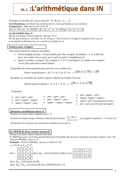 Pdf Ensemble Des Nombres Entiers Naturels N Et Notions En Arithmétique