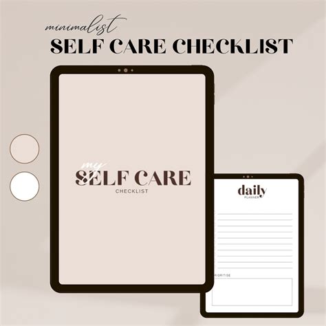 Printable Minimalist Self Care Checklist Self Care Checklist Canva