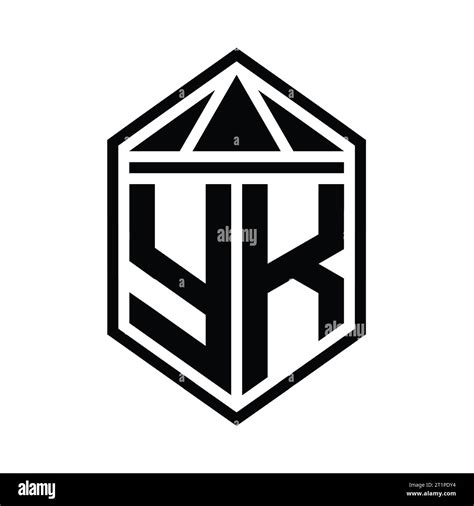 YK Letter Logo Monogram Simple Hexagon Shield Shape With Triangle Crown