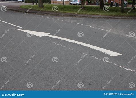 Curved Arrow Road Sign Indicating To Motorists To Get in Lane UK Stock Photo - Image of ...