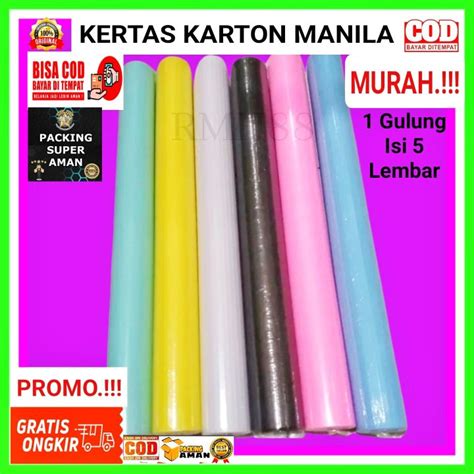 5 Lembar Kertas Karton Manila Warna Kertas Bc Uk 60x90cm Lazada