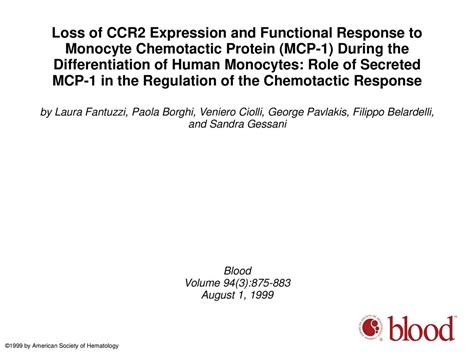 Loss Of CCR2 Expression And Functional Response To Monocyte Chemotactic