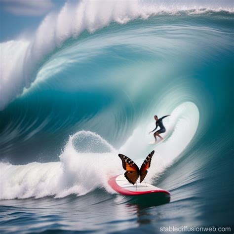 Butterfly Surfing On 2 Meter Wave Stable Diffusion Online